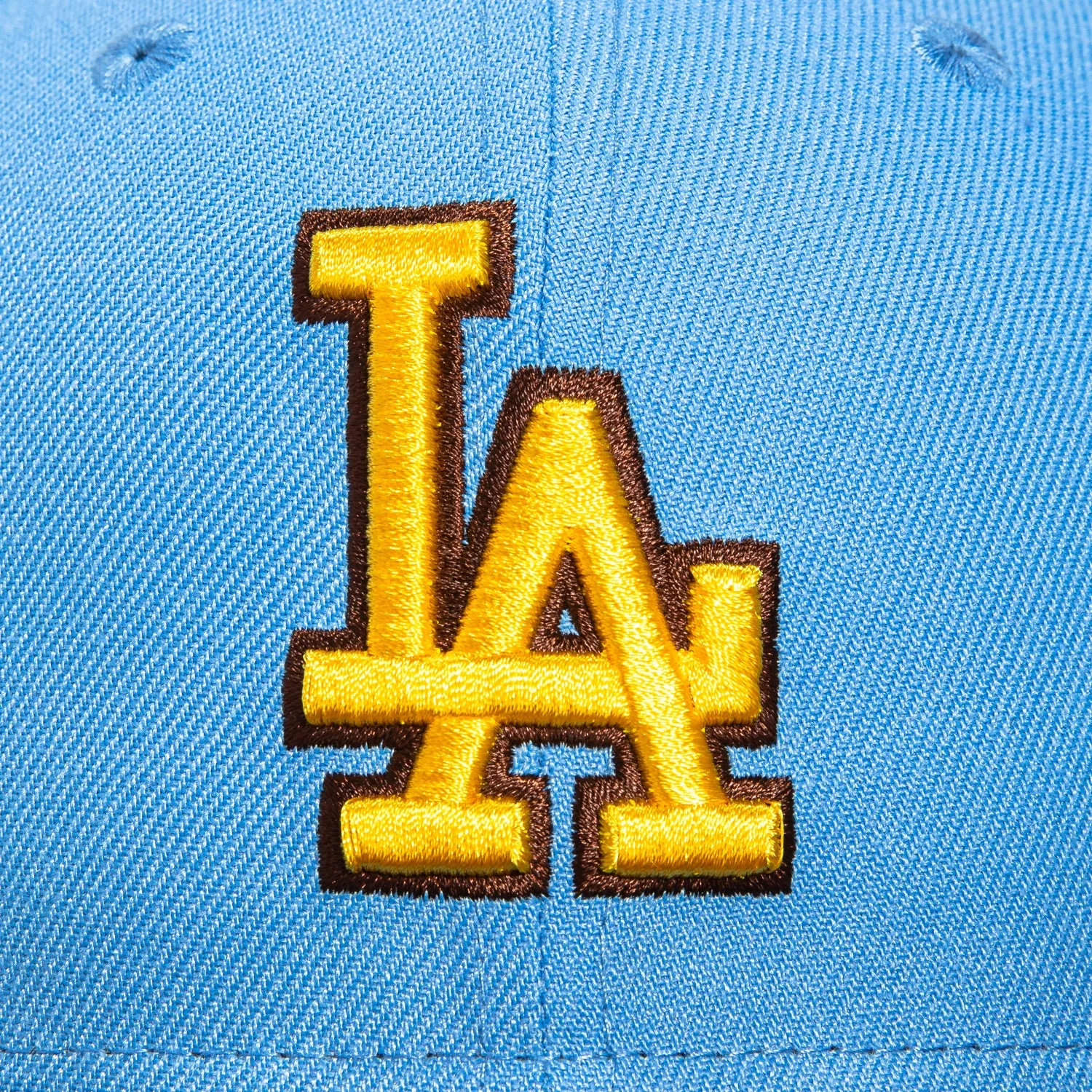New Era 59Fifty Los Angeles Dodgers 50th Anniversary Patch Hat - Light Blue. Brown. Gold