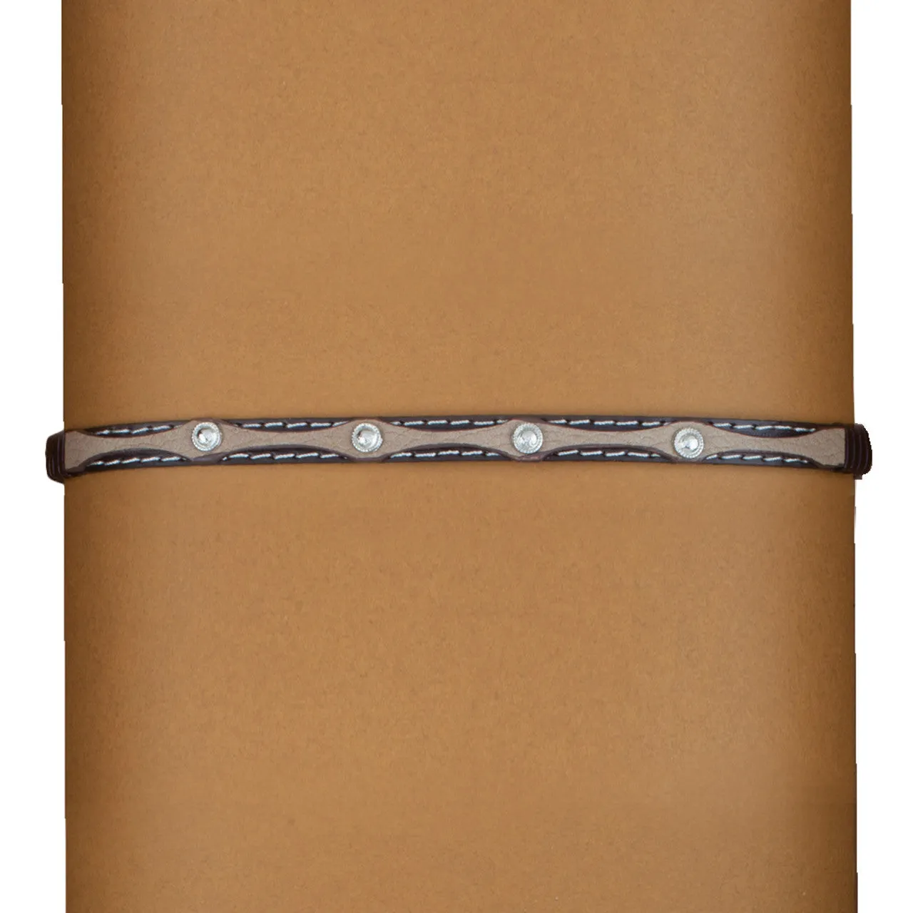 OC-912 Hatband - Brown with 4 Silver Round Conchos