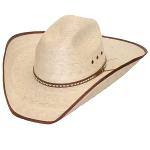 Pal-12 Palm Straw Western Cattleman Hat with Brown Trim