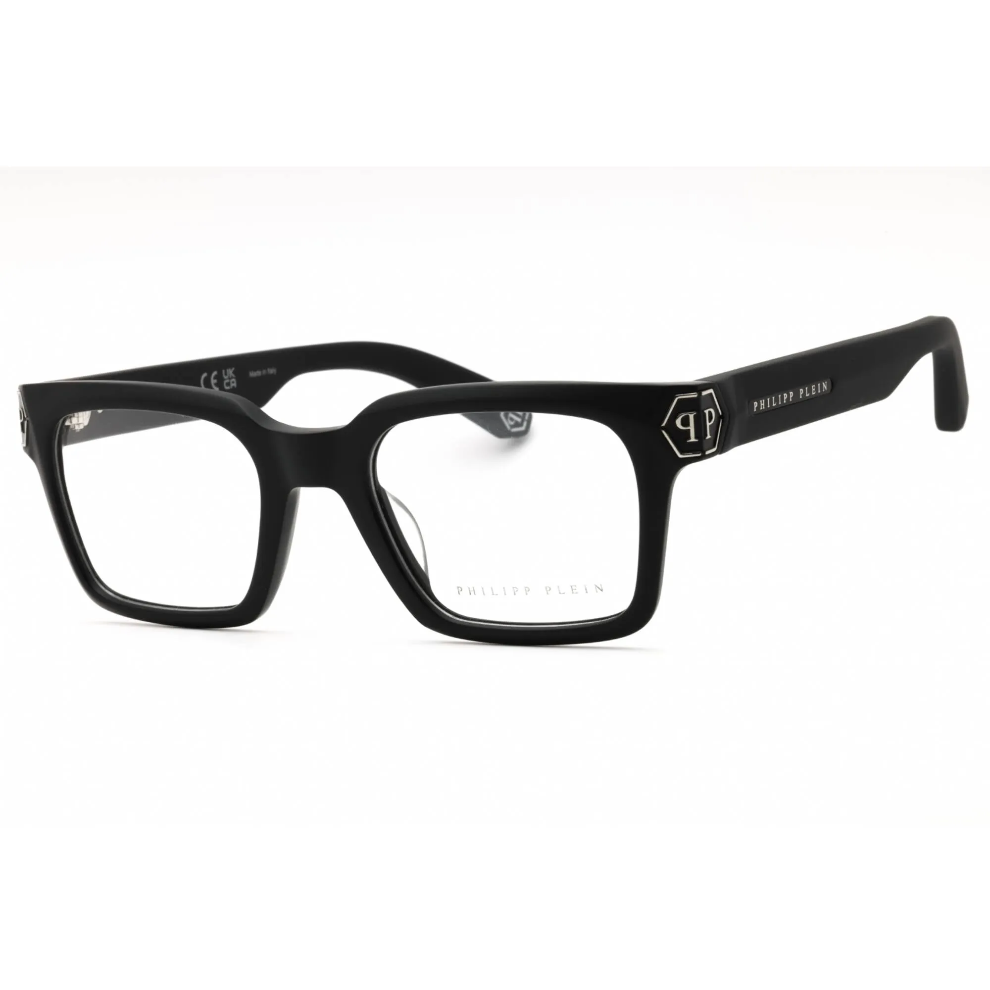 Philipp Plein Men's Eyeglasses - Black Acetate Rectangular Full Rim | VPP082M 0703