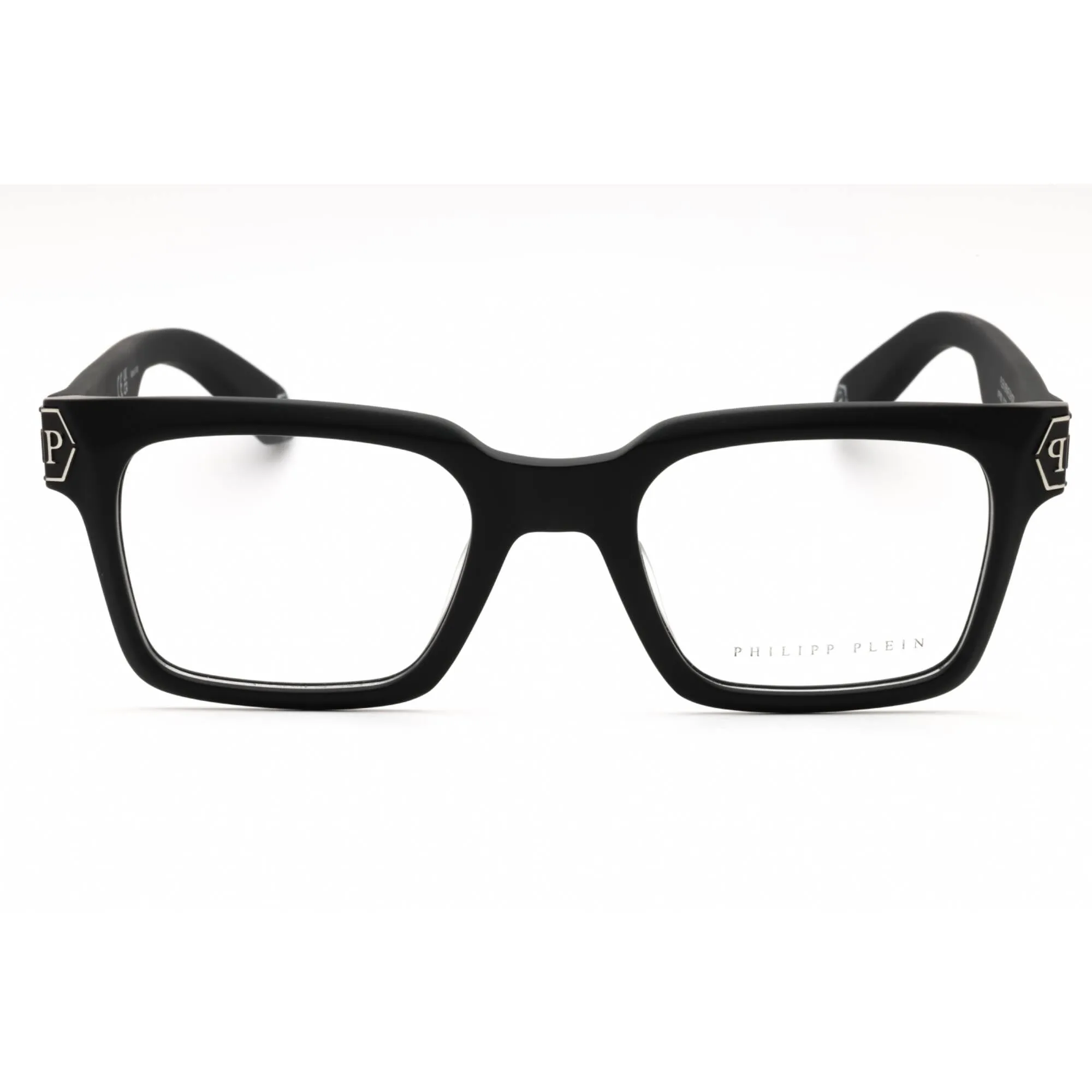 Philipp Plein Men's Eyeglasses - Black Acetate Rectangular Full Rim | VPP082M 0703