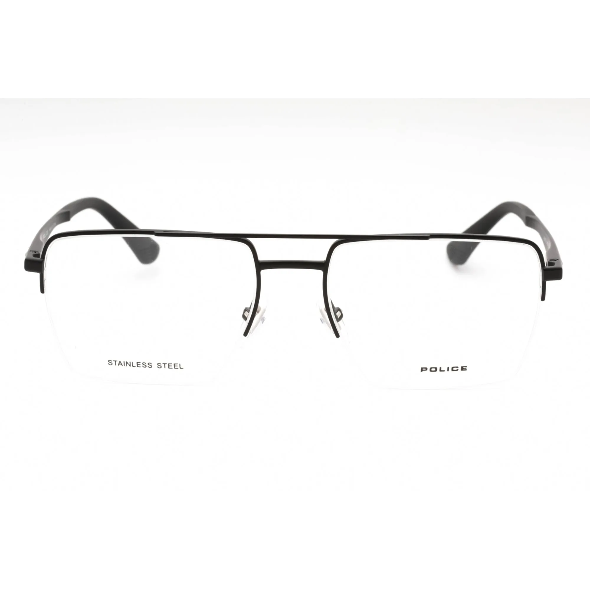 Police Men's Eyeglasses - Black Metal Rectangular Shape Half Rim Frame | VPLG71 0531