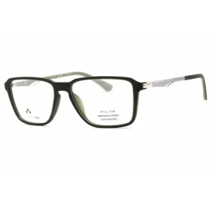 Police Men's Eyeglasses - Semi Matte Dark Green Full Rim Square Frame | VPLF05M 0B81