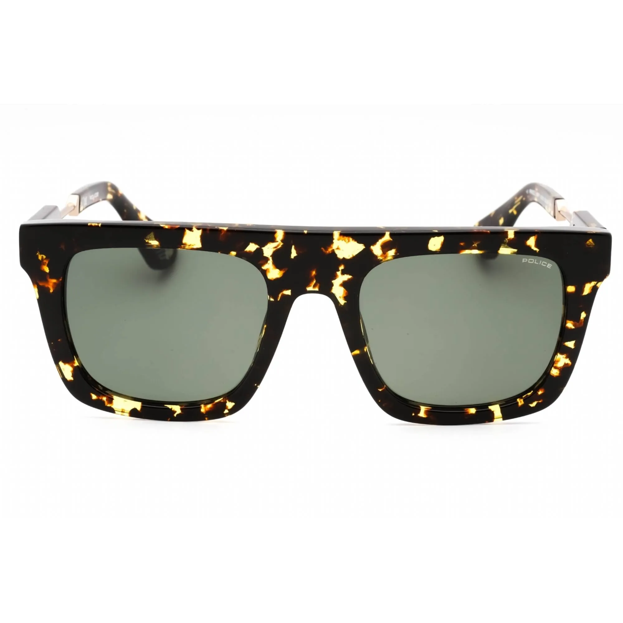 Police Men's Sunglasses - Shiny Blue Brown Havana Acetate Square Frame | SPLF71 781Y