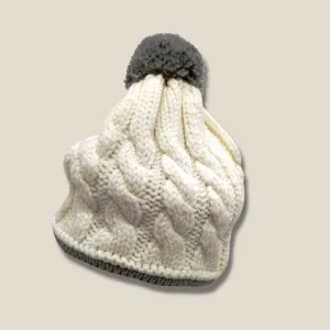 POM POM - Cable Knit Cap Made in Italy