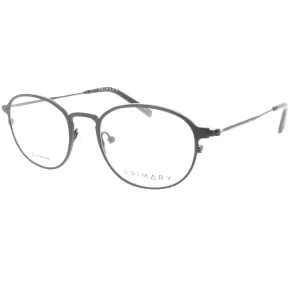 Primary Men's Eyeglasses - Demo Lens Titanium Oval Shape Full Rim Frame | Pt110 Black