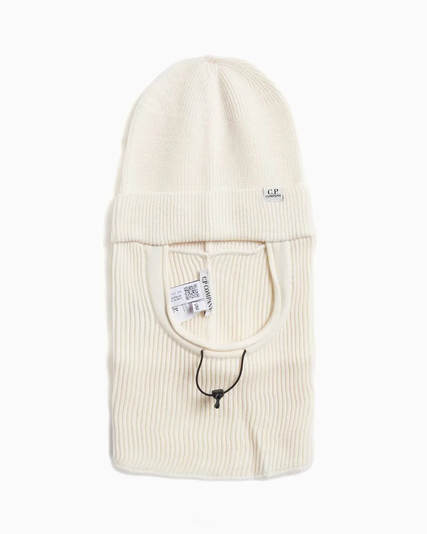 Re-Wool Beanie Balaclava Gauze White