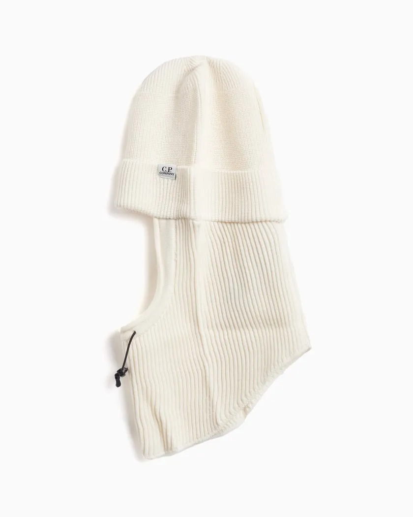 Re-Wool Beanie Balaclava Gauze White