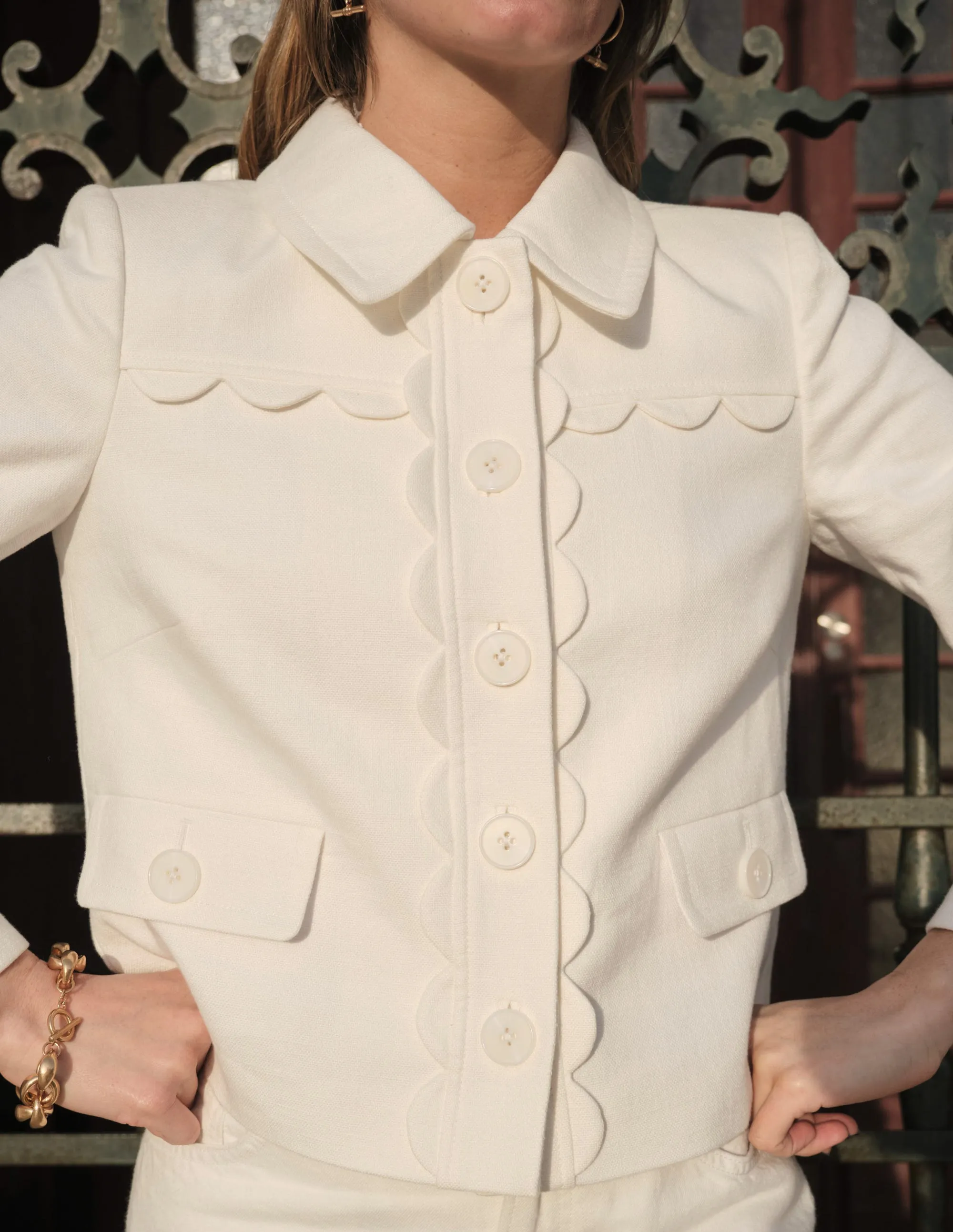 Scallop Jacket-Ivory