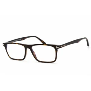 Tom Ford Men's Eyeglasses - Rectangular Shape Dark Havana Plastic Frame | FT5681-B 052