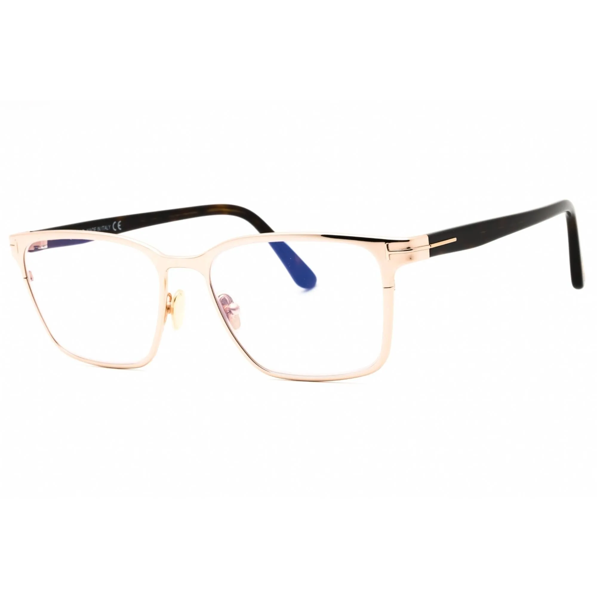Tom Ford Men's Eyeglasses - Shiny Rose Gold Metal Rectangular Full Rim | FT5733-B 028