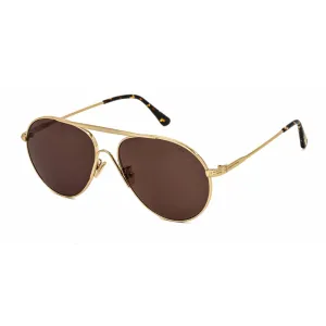 Tom Ford Men's Sunglasses - Shiny Deep Gold Pilot Frame Brown Lens | FT0773-D 30E