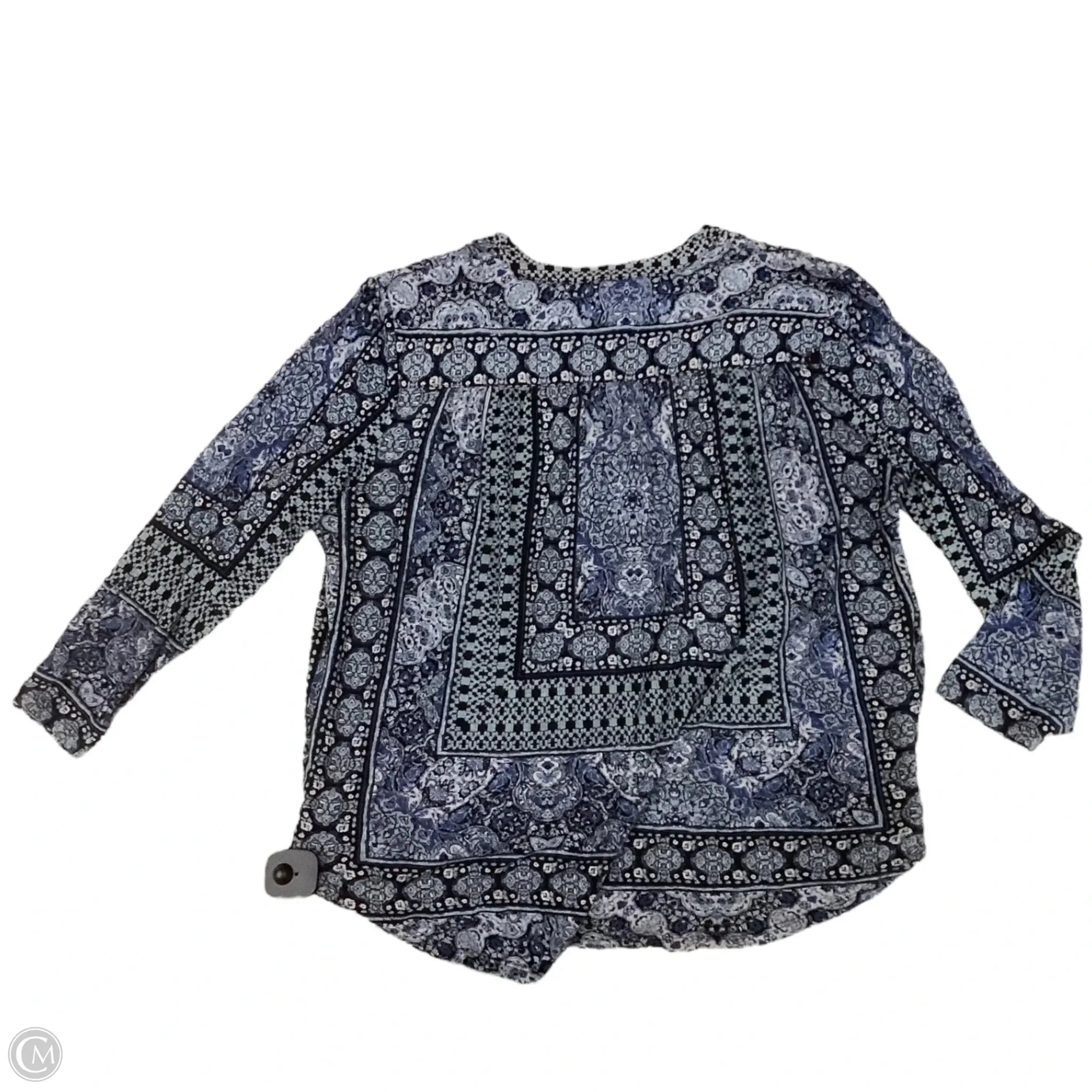 Top Long Sleeve By Lucky Brand In Black & Blue, Size: Xl