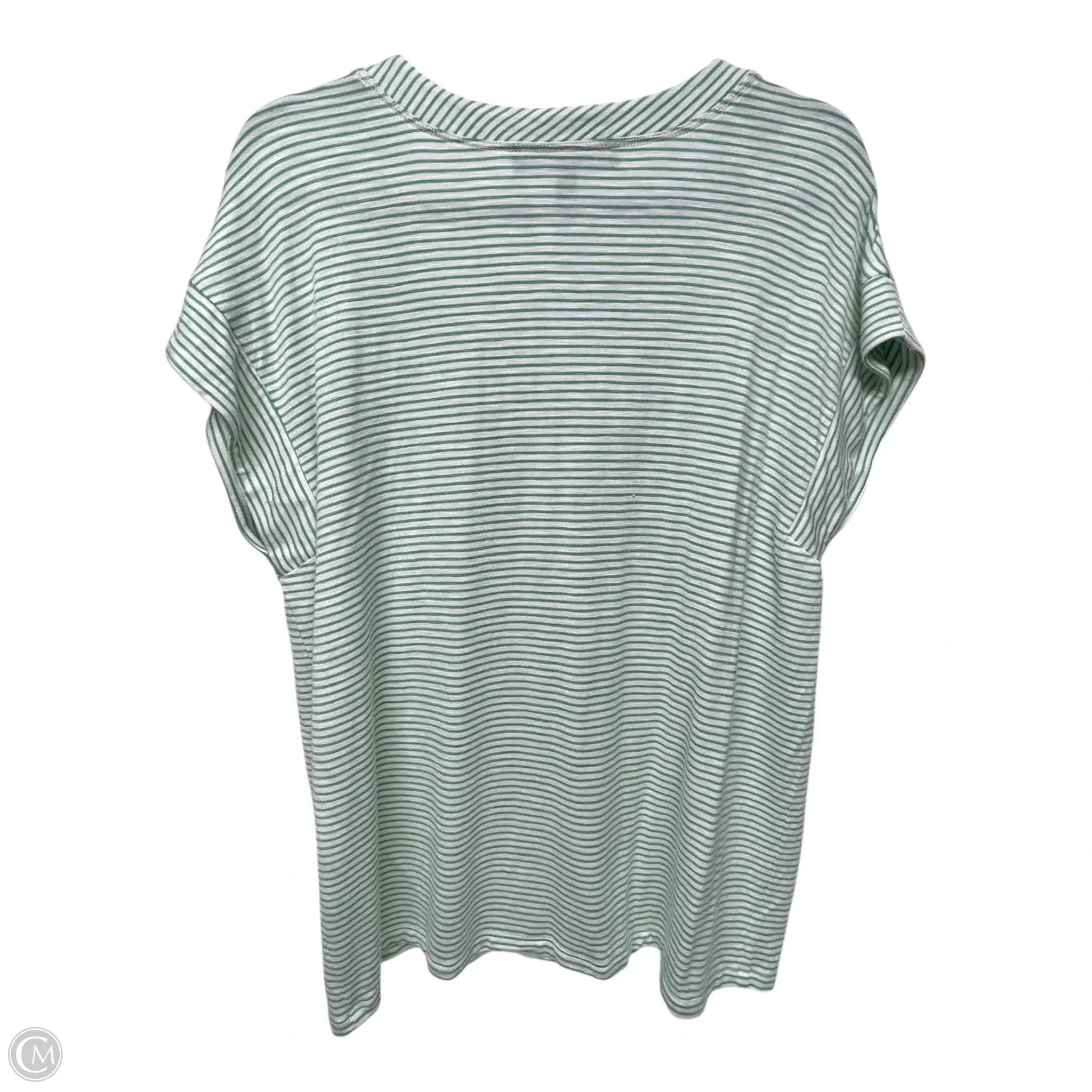 Top Short Sleeve By White House Black Market In Green & White, Size: L