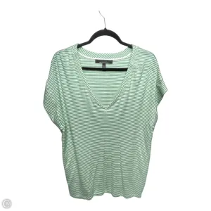 Top Short Sleeve By White House Black Market In Green & White, Size: L