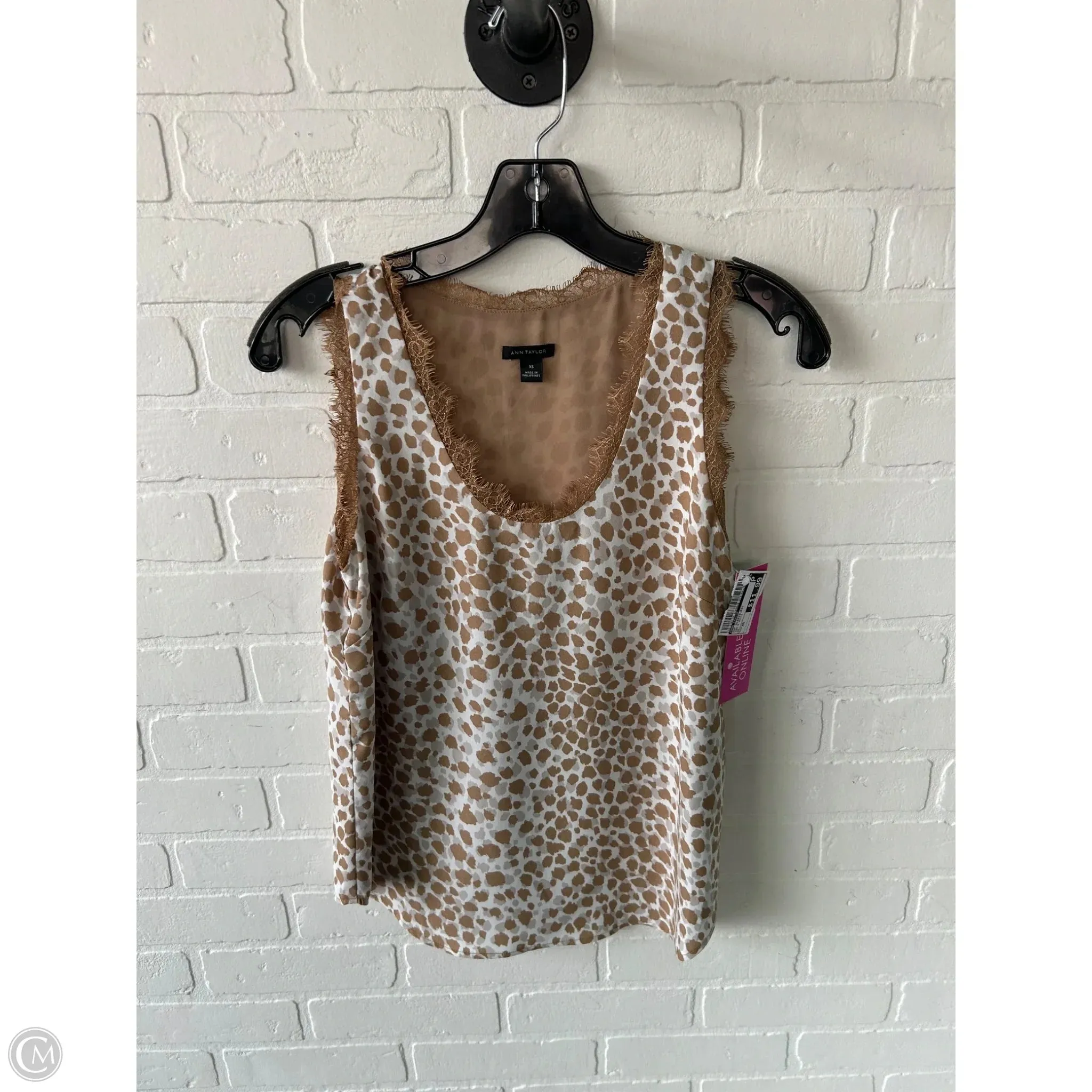 Top Sleeveless By Ann Taylor In Tan & White, Size: Xs