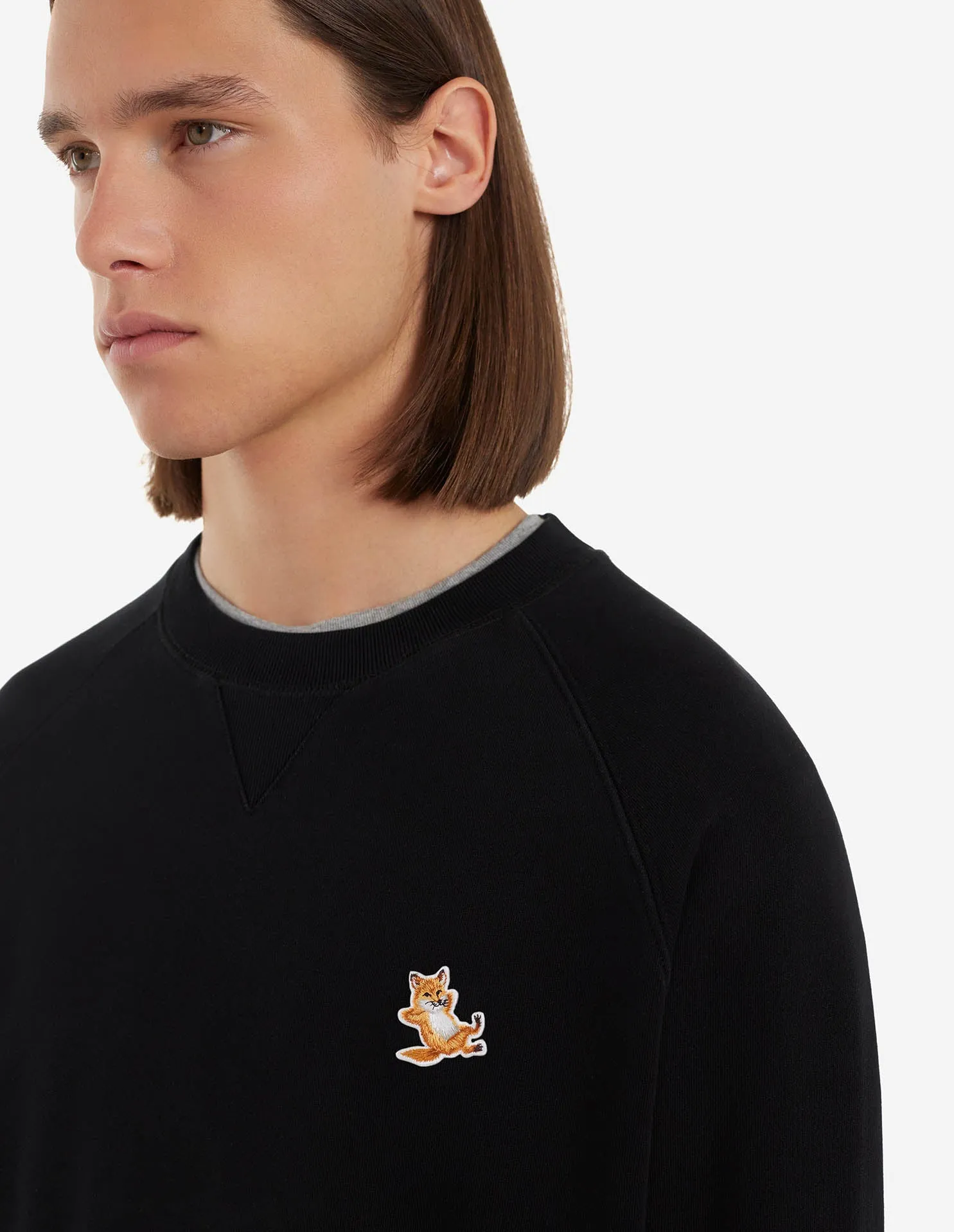 Unisex Chillax Fox Patch Classic Sweatshirt Black