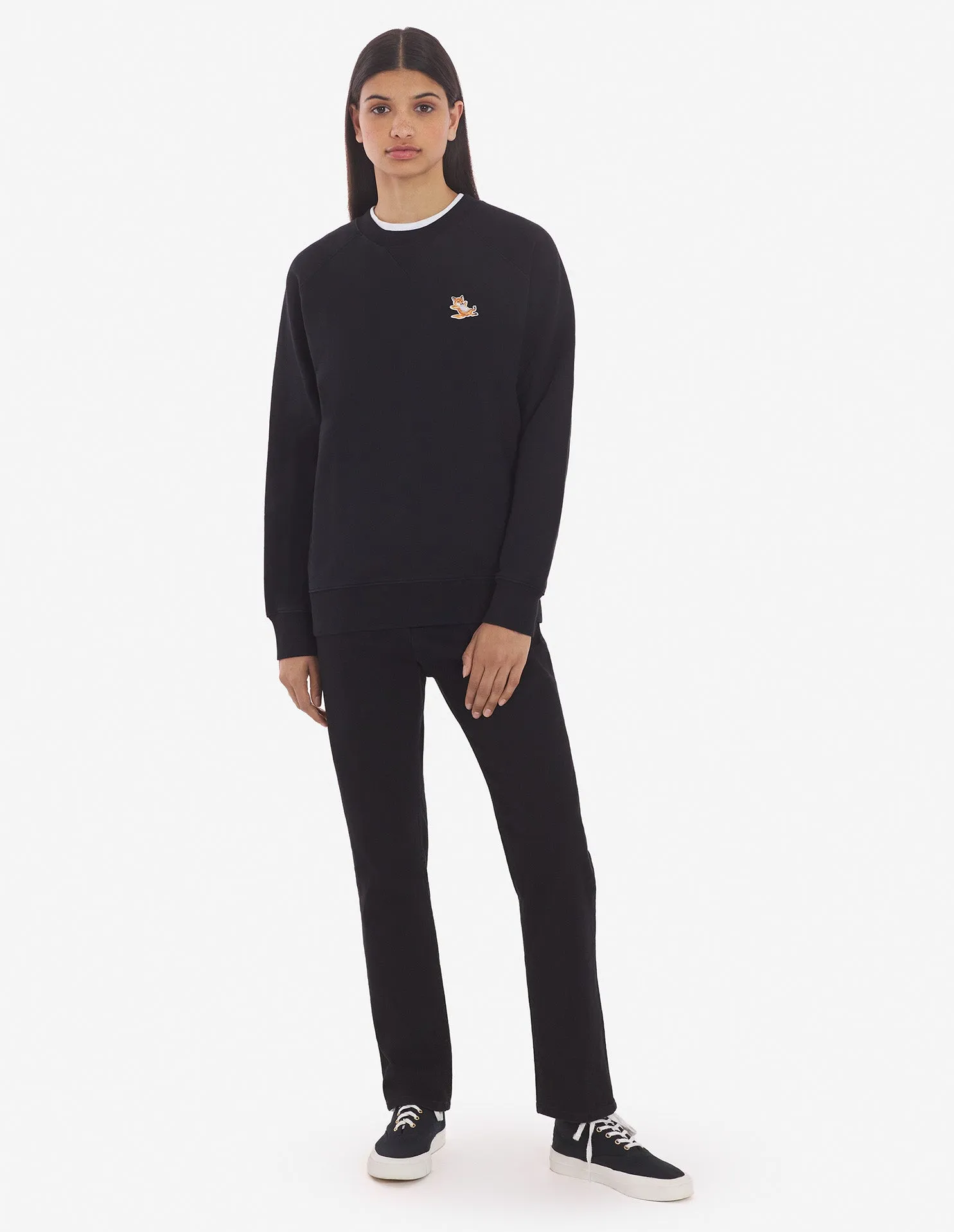 Unisex Chillax Fox Patch Classic Sweatshirt Black
