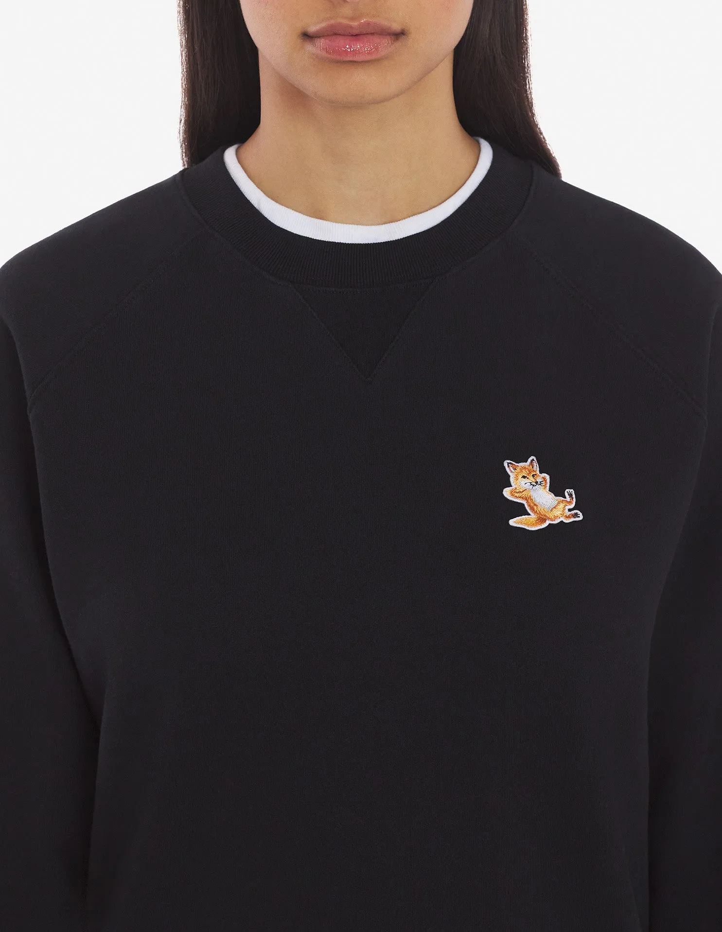 Unisex Chillax Fox Patch Classic Sweatshirt Black