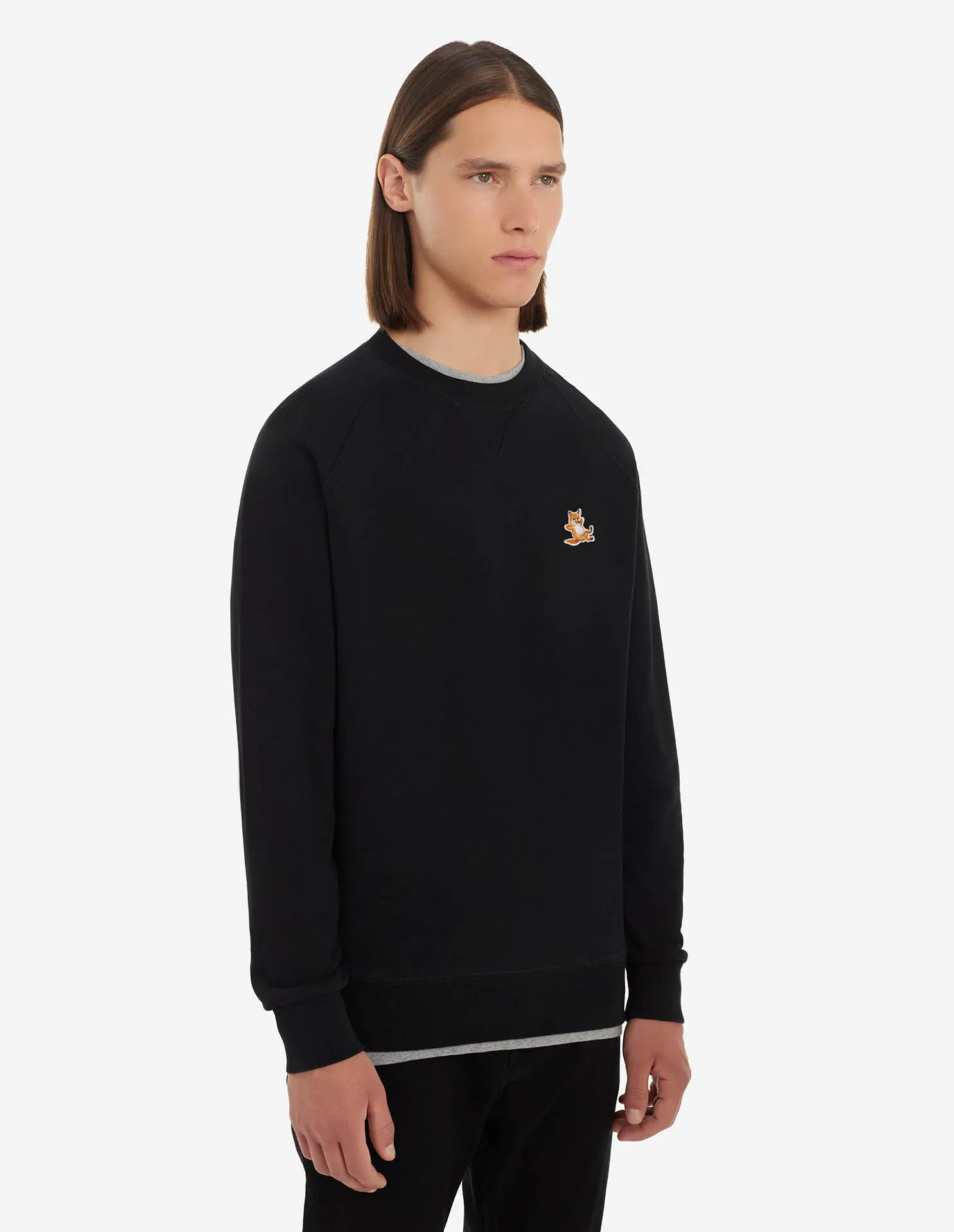 Unisex Chillax Fox Patch Classic Sweatshirt Black