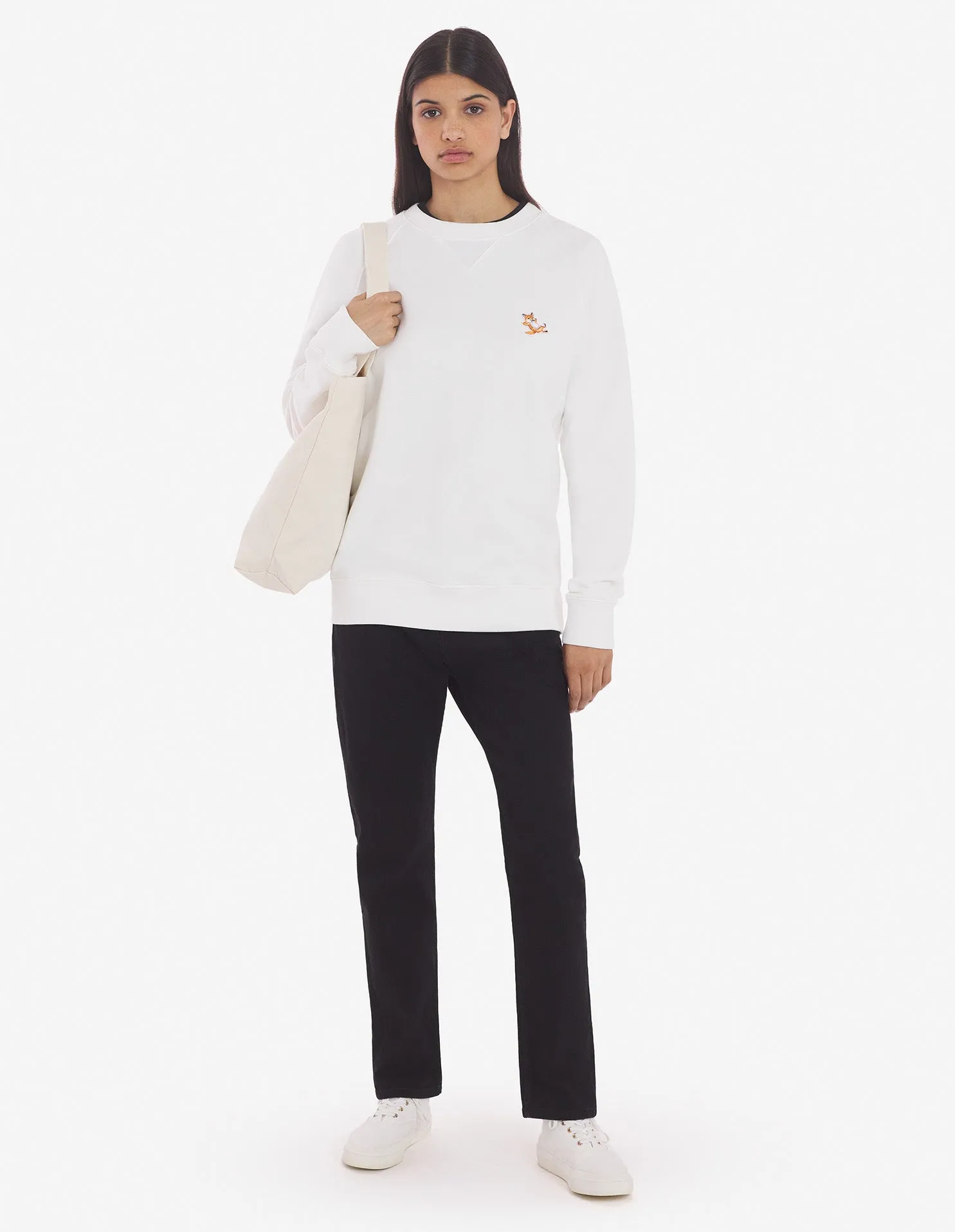 Unisex Chillax Fox Patch Classic Sweatshirt Ecru