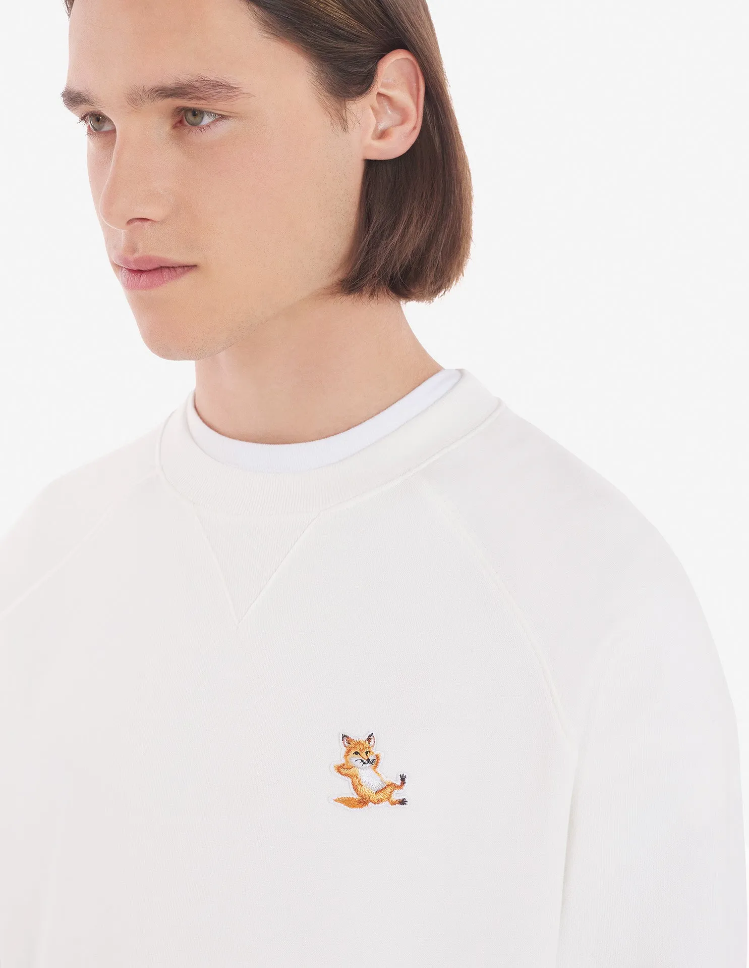 Unisex Chillax Fox Patch Classic Sweatshirt Ecru