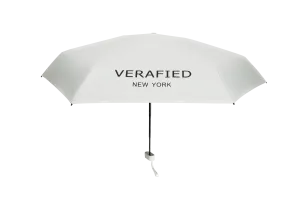 White VERAFIED Logo Printed Umbrella