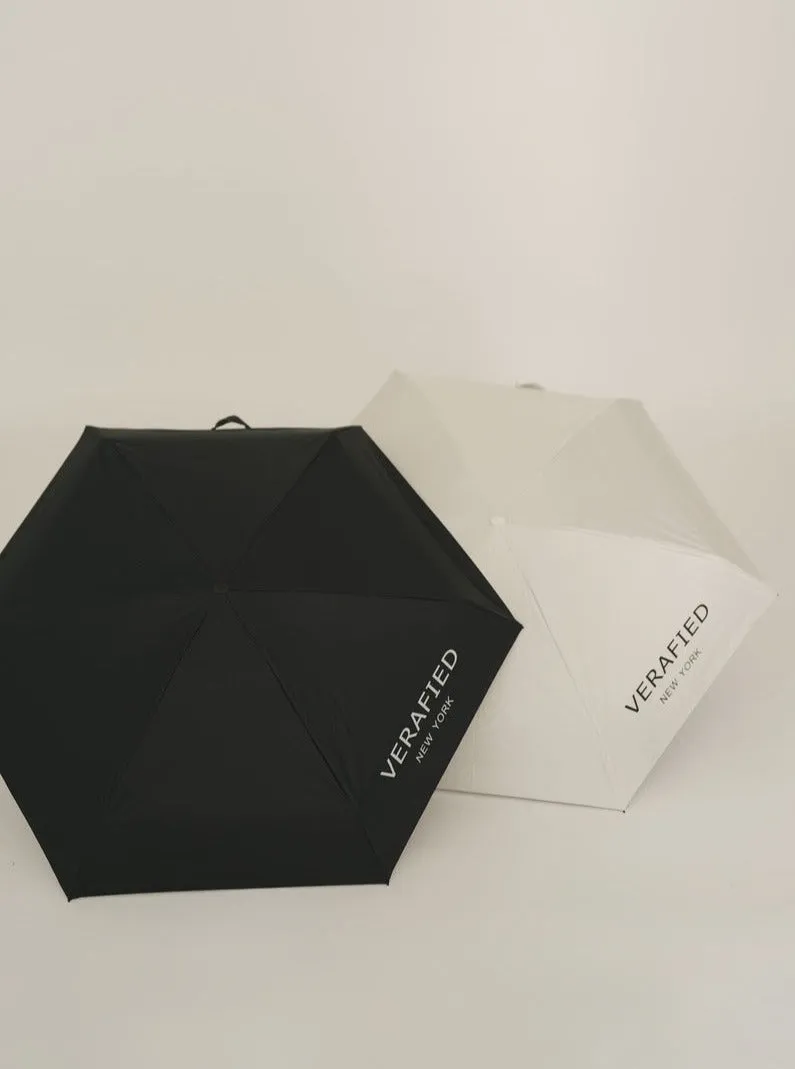 White VERAFIED Logo Printed Umbrella