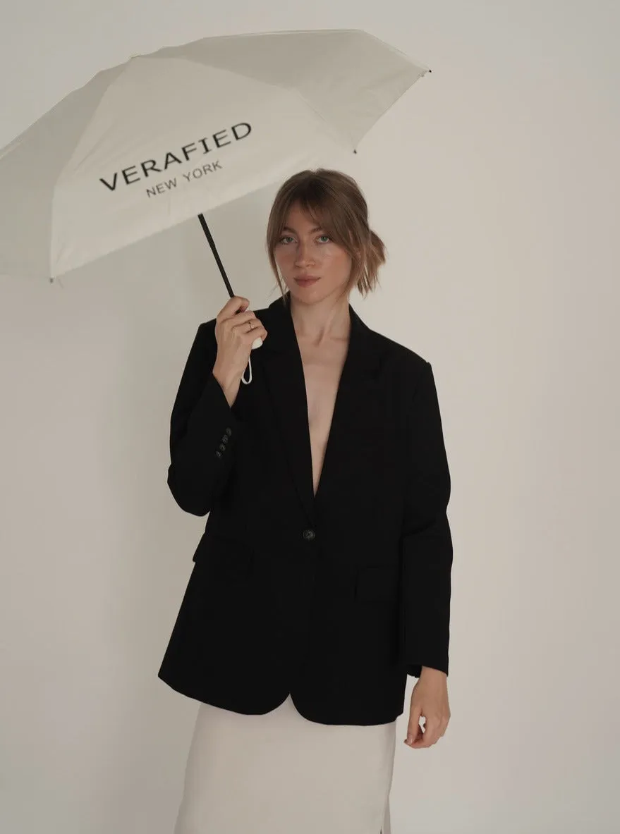 White VERAFIED Logo Printed Umbrella
